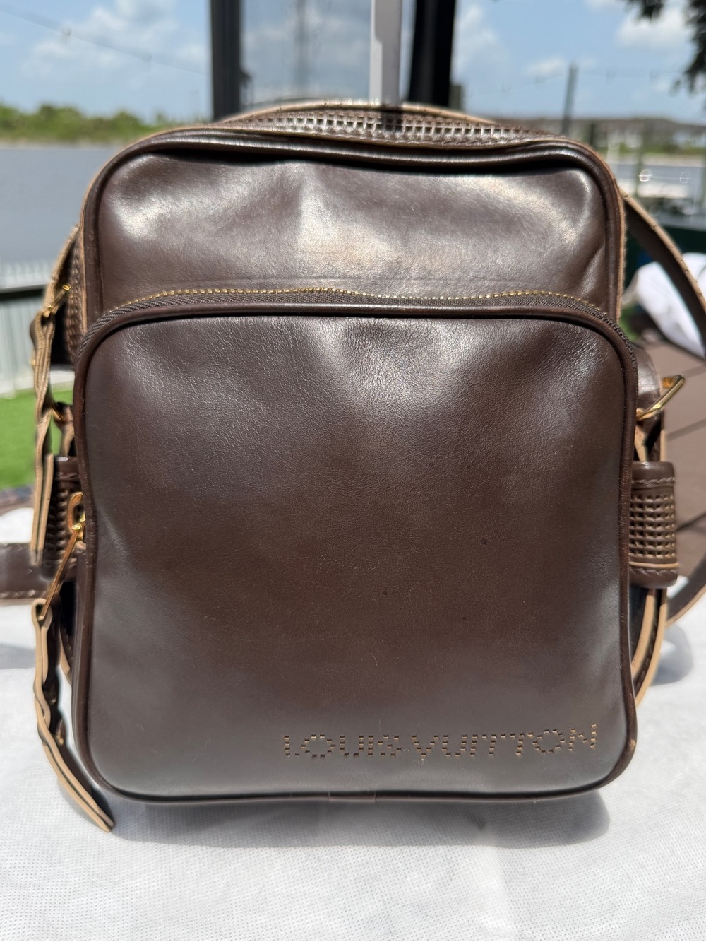 Louis Vuitton Bequia Leather Trotter MM Messenger Crossbody runway collection